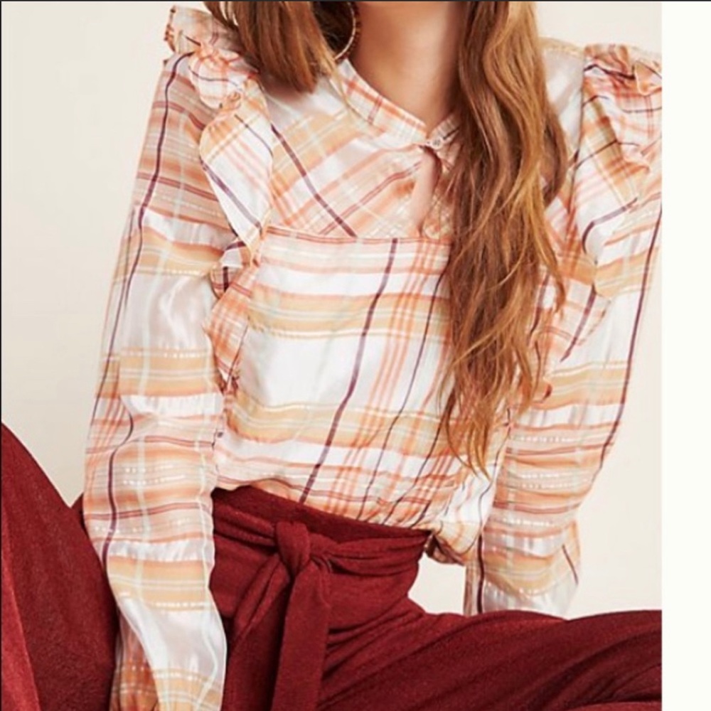Anthropologie Plaid Blouse
